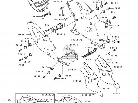 COWLING LOWERS(ZX750-L1) - ZX750L1 ZXR750 1993 EUROPE UK FR NL AR FG GR IT NR SD SP ST