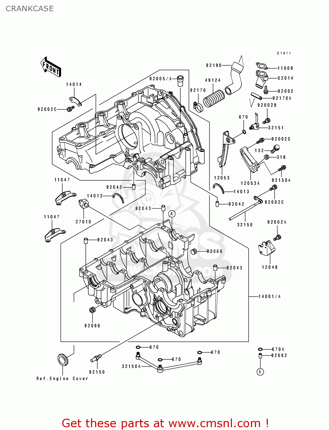 CRANKCASE ZX750L2 NINJA ZX7 1994 USA CALIFORNIA CANADA