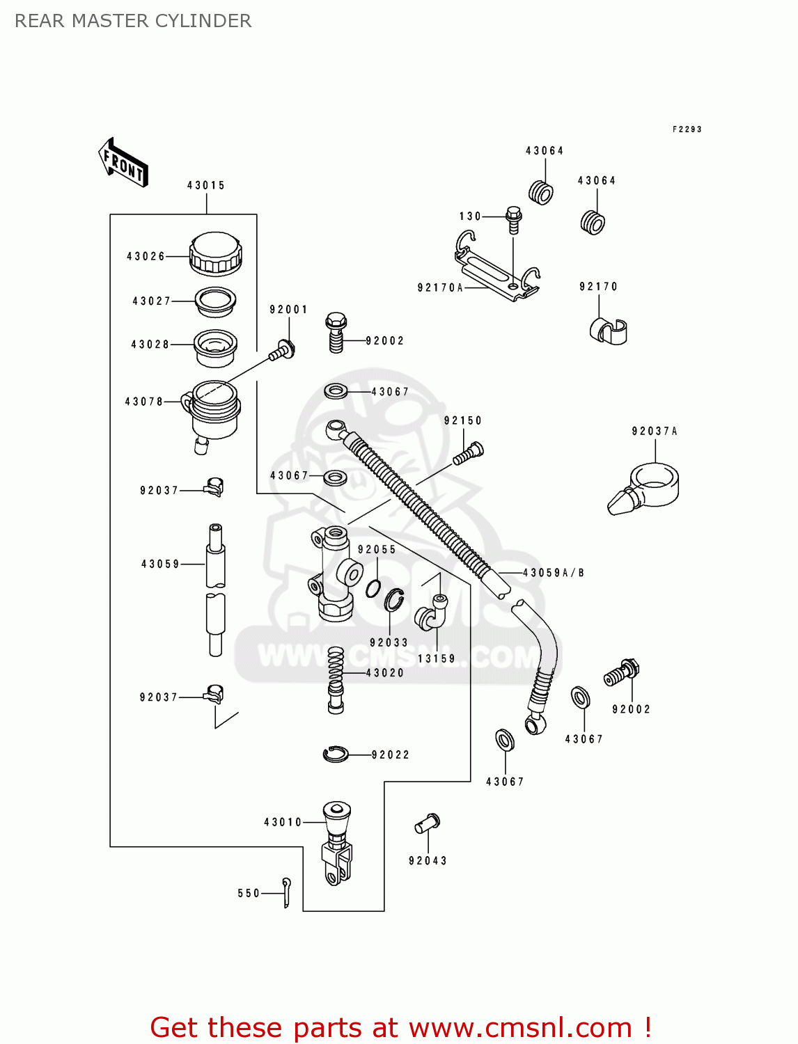 REAR MASTER CYLINDER ZX750L2 NINJA ZX7 1994 USA CALIFORNIA CANADA