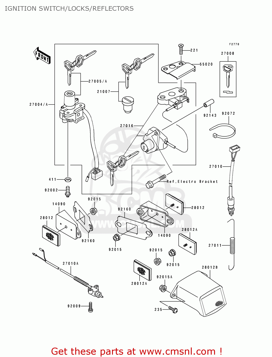 IGNITION SWITCH/LOCKS/REFLECTORS ZX750L2 NINJA ZX7 1994 USA CALIFORNIA CANADA