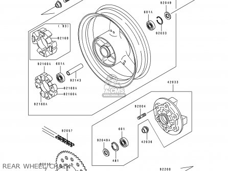 REAR WHEEL/CHAIN - ZX750L2 NINJA ZX7 1994 USA CALIFORNIA CANADA