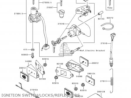 IGNITION SWITCH/LOCKS/REFLECTORS - ZX750L2 NINJA ZX7 1994 USA CALIFORNIA CANADA