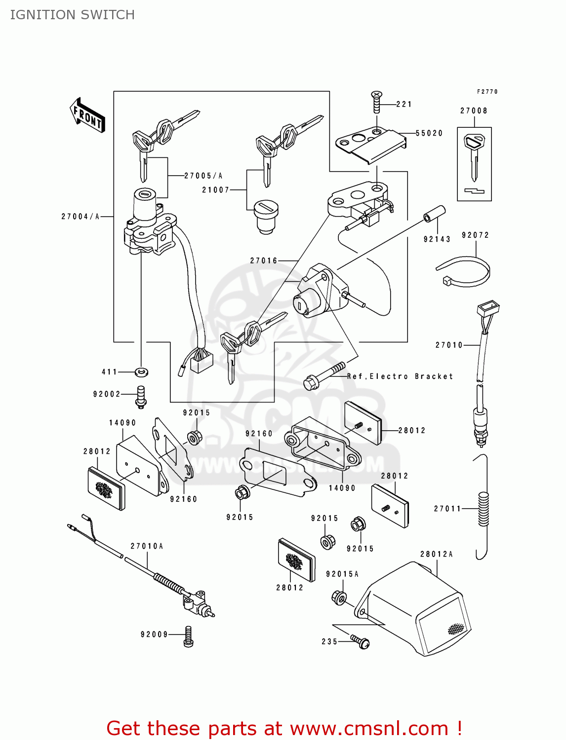 IGNITION SWITCH ZX750L2 ZXR750 1994 EUROPE UK FR NL AR FG GR IT NR SP ST
