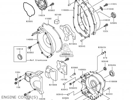 ENGINE COVER(S) - ZX750L2 ZXR750 1994 EUROPE UK FR NL AR FG GR IT NR SP ST