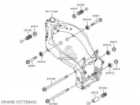 FRAME FITTINGS - ZX750L2 ZXR750 1994 EUROPE UK FR NL AR FG GR IT NR SP ST