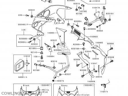 COWLING(ZX750-L2) - ZX750L2 ZXR750 1994 EUROPE UK FR NL AR FG GR IT NR SP ST