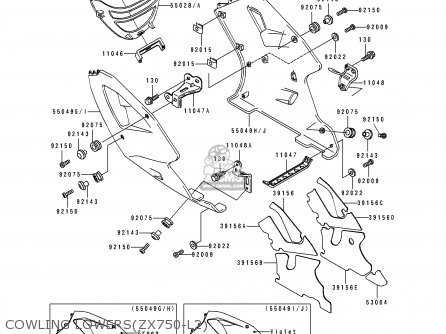 COWLING LOWERS(ZX750-L2) - ZX750L2 ZXR750 1994 EUROPE UK FR NL AR FG GR IT NR SP ST