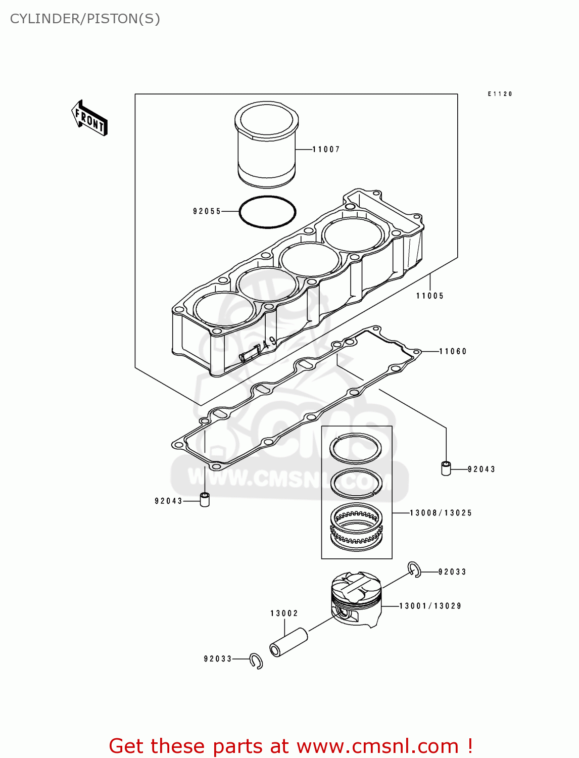 CYLINDER/PISTON(S) ZX750L3 NINJA ZX7 1995 USA CALIFORNIA CANADA