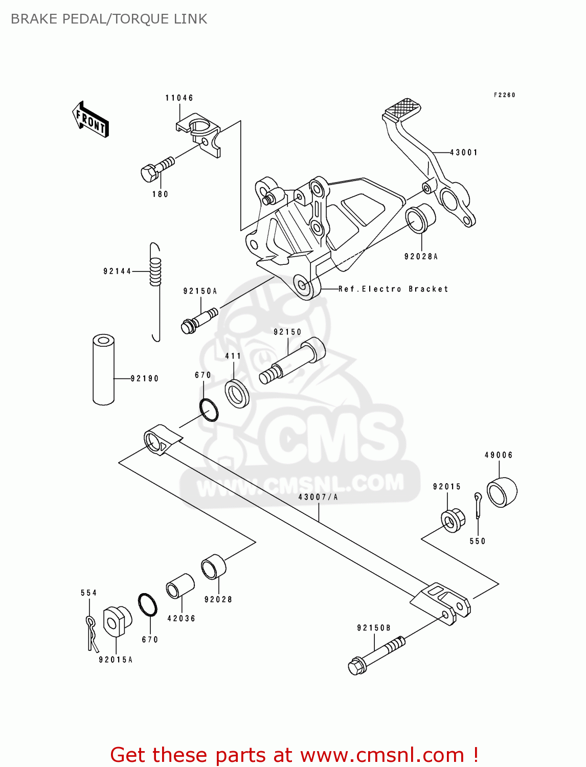 BRAKE PEDAL/TORQUE LINK ZX750L3 NINJA ZX7 1995 USA CALIFORNIA CANADA