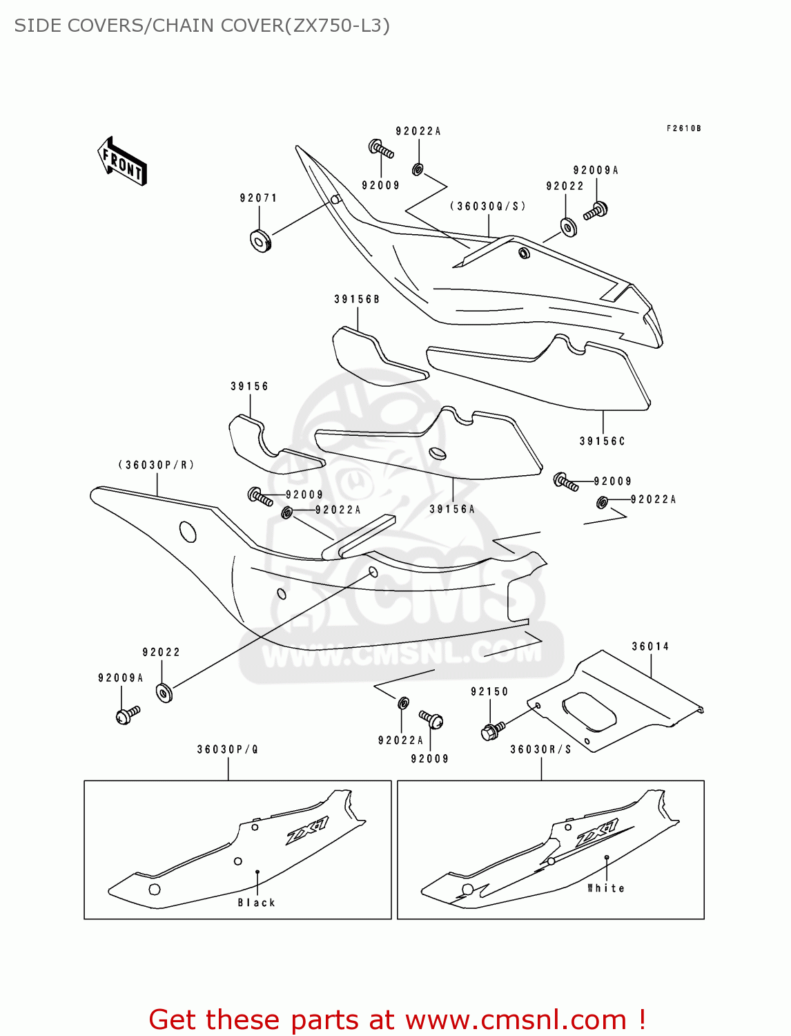 SIDE COVERS/CHAIN COVER(ZX750-L3) ZX750L3 NINJA ZX7 1995 USA CALIFORNIA CANADA