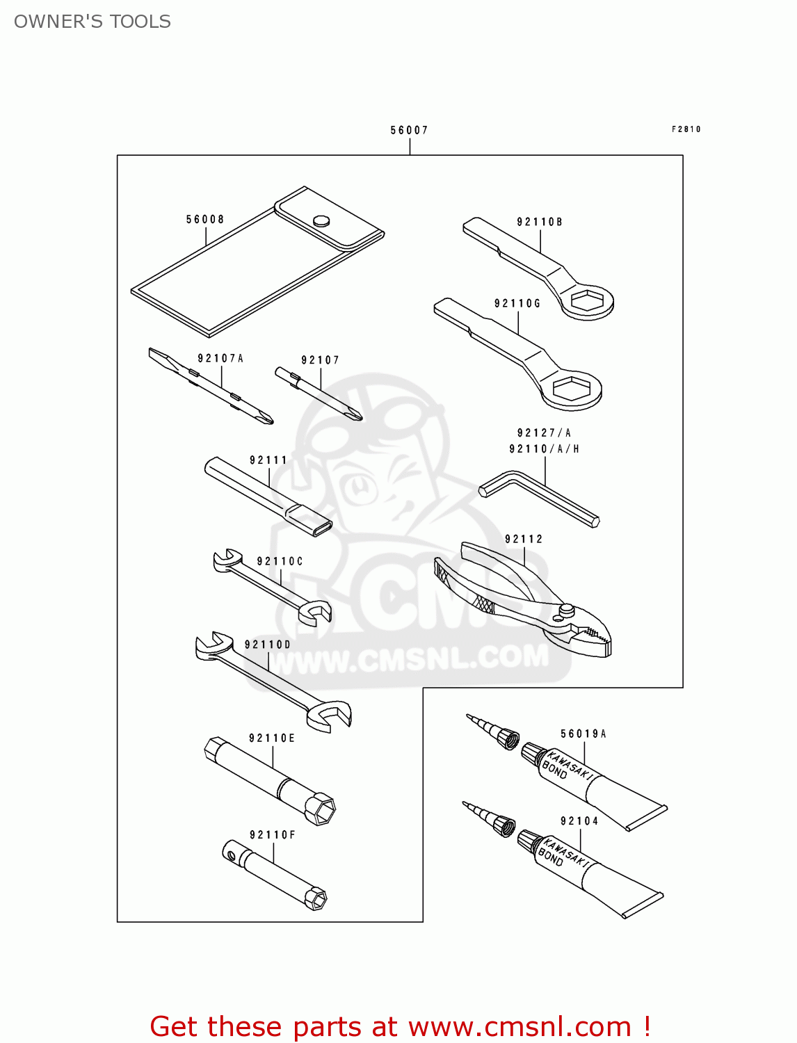 OWNER'S TOOLS ZX750L3 NINJA ZX7 1995 USA CALIFORNIA CANADA