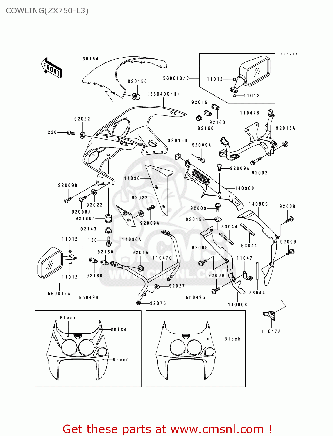COWLING(ZX750-L3) ZX750L3 NINJA ZX7 1995 USA CALIFORNIA CANADA