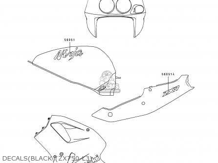 DECALS(BLACK)(ZX750-L3) - ZX750L3 NINJA ZX7 1995 USA CALIFORNIA CANADA