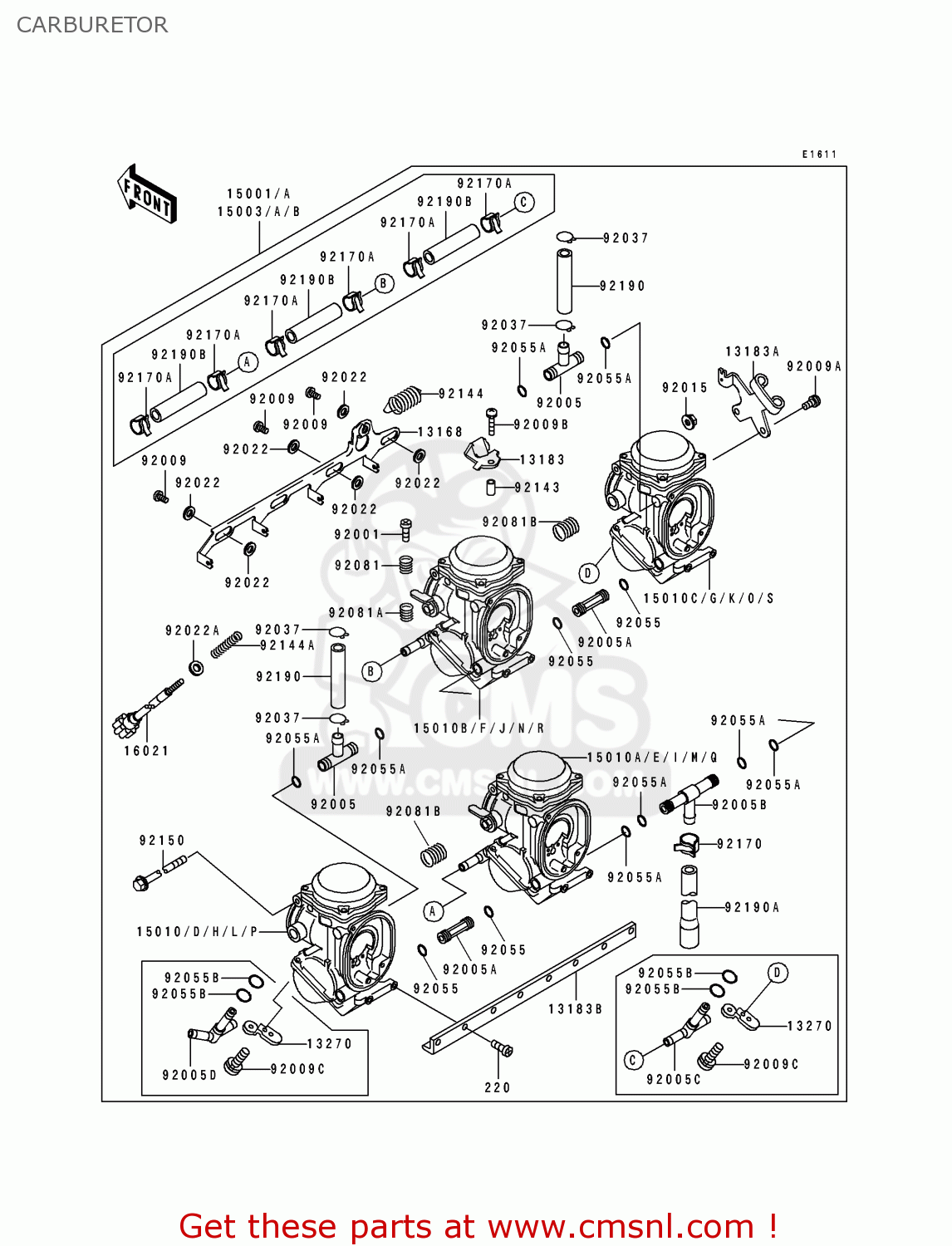 CARBURETOR ZX750L3 ZXR750 1995 EUROPE UK FR NL AR FG GR IT NR SP ST