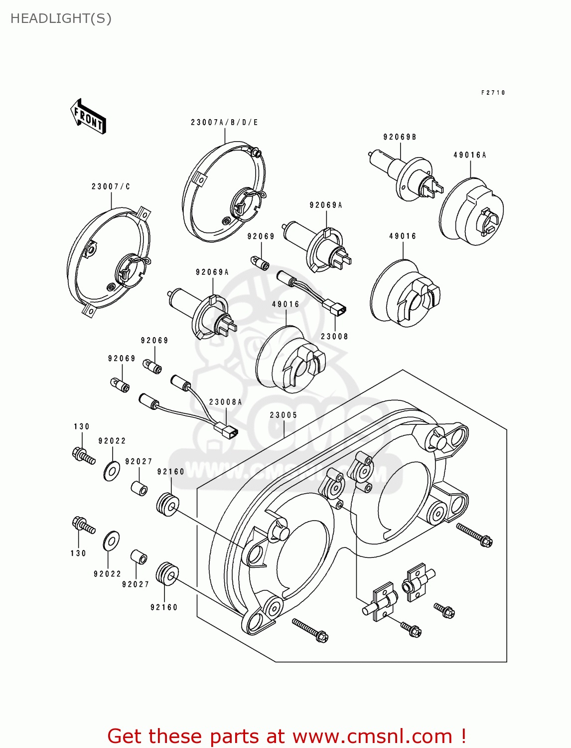 HEADLIGHT(S) ZX750L3 ZXR750 1995 EUROPE UK FR NL AR FG GR IT NR SP ST