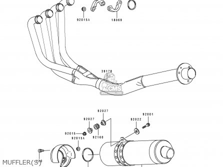 MUFFLER(S) - ZX750L3 ZXR750 1995 EUROPE UK FR NL AR FG GR IT NR SP ST
