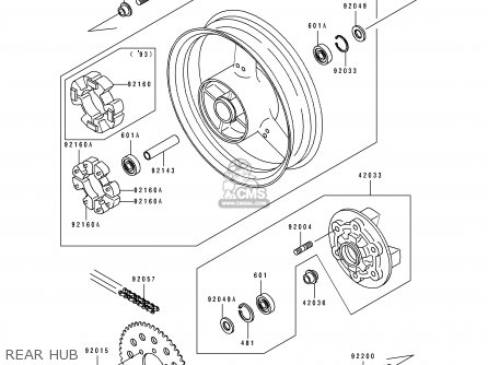 REAR HUB - ZX750L3 ZXR750 1995 EUROPE UK FR NL AR FG GR IT NR SP ST
