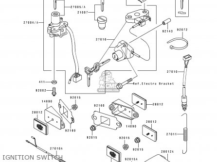 IGNITION SWITCH - ZX750L3 ZXR750 1995 EUROPE UK FR NL AR FG GR IT NR SP ST