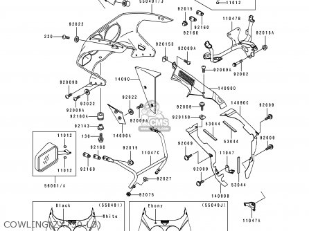 COWLING(ZX750-L3) - ZX750L3 ZXR750 1995 EUROPE UK FR NL AR FG GR IT NR SP ST