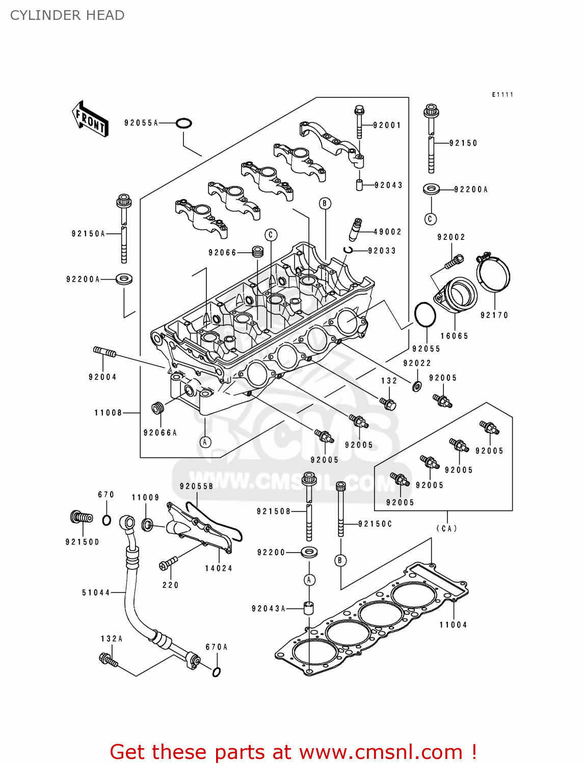 CYLINDER HEAD ZX750M1 NINJA ZX7R 1993 USA CALIFORNIA CANADA