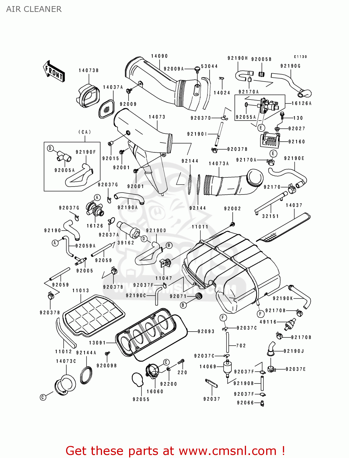 AIR CLEANER ZX750M1 NINJA ZX7R 1993 USA CALIFORNIA CANADA