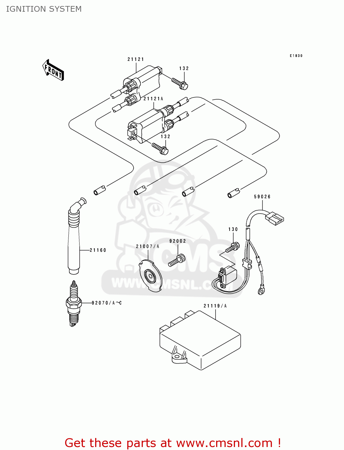 IGNITION SYSTEM ZX750M1 NINJA ZX7R 1993 USA CALIFORNIA CANADA