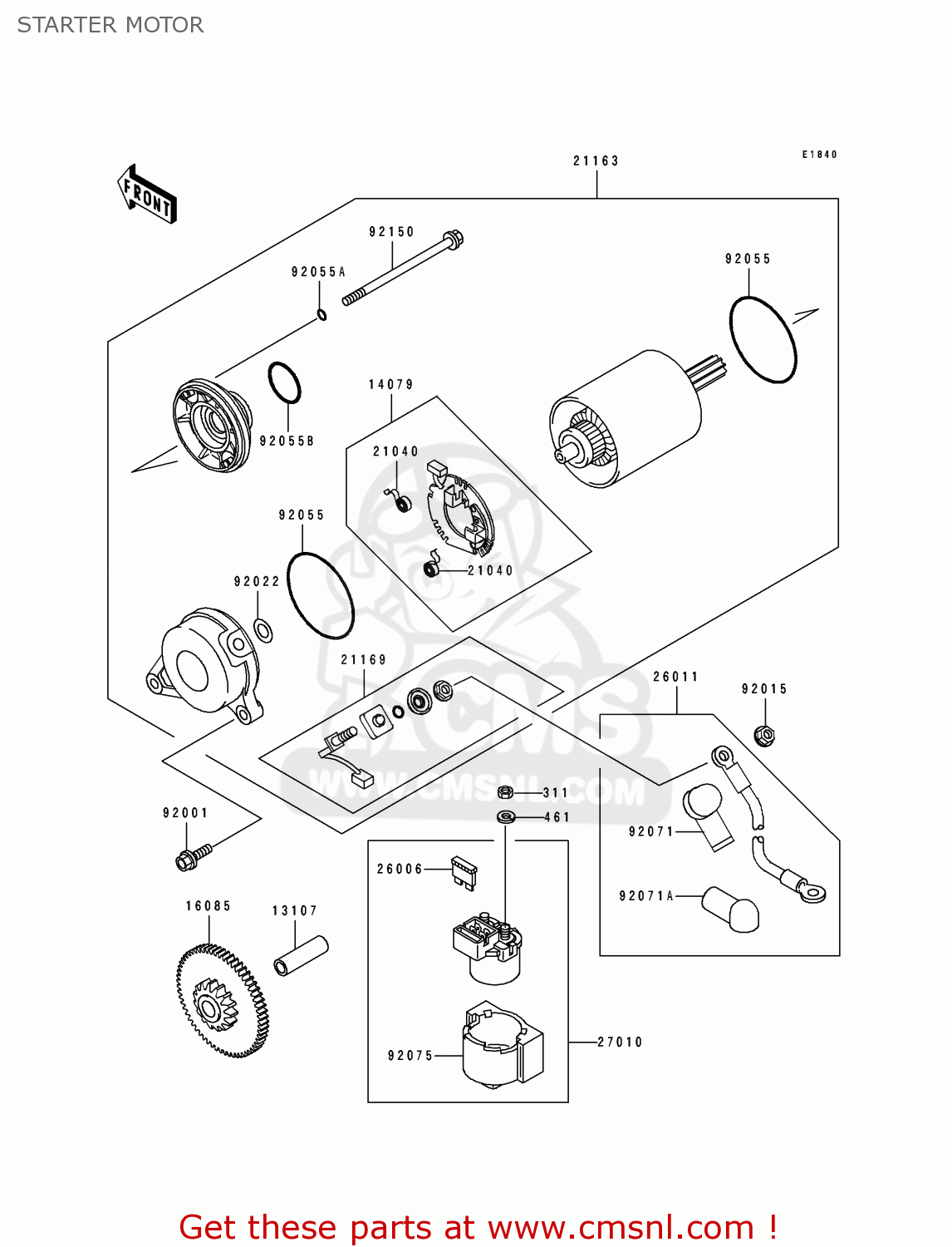 STARTER MOTOR ZX750M1 NINJA ZX7R 1993 USA CALIFORNIA CANADA