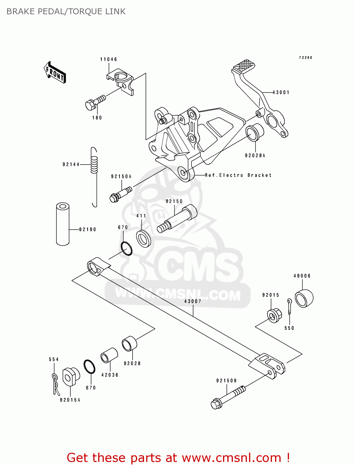BRAKE PEDAL/TORQUE LINK ZX750M1 NINJA ZX7R 1993 USA CALIFORNIA CANADA