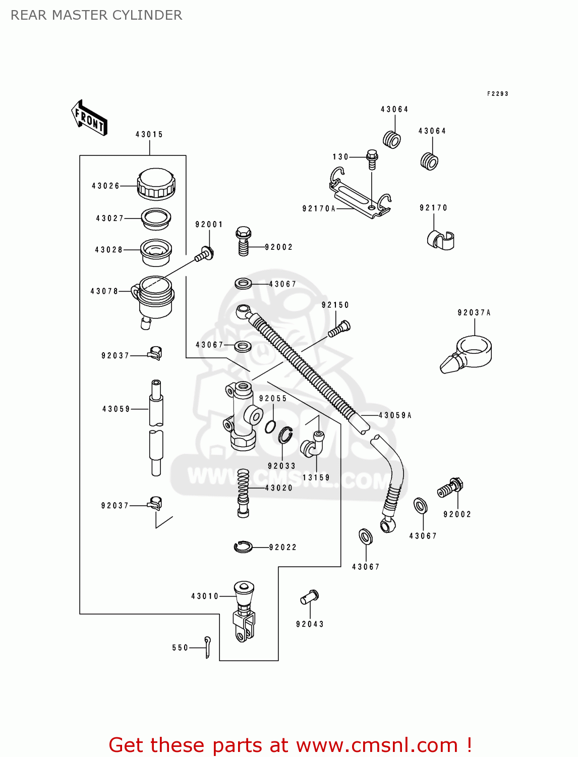 REAR MASTER CYLINDER ZX750M1 NINJA ZX7R 1993 USA CALIFORNIA CANADA
