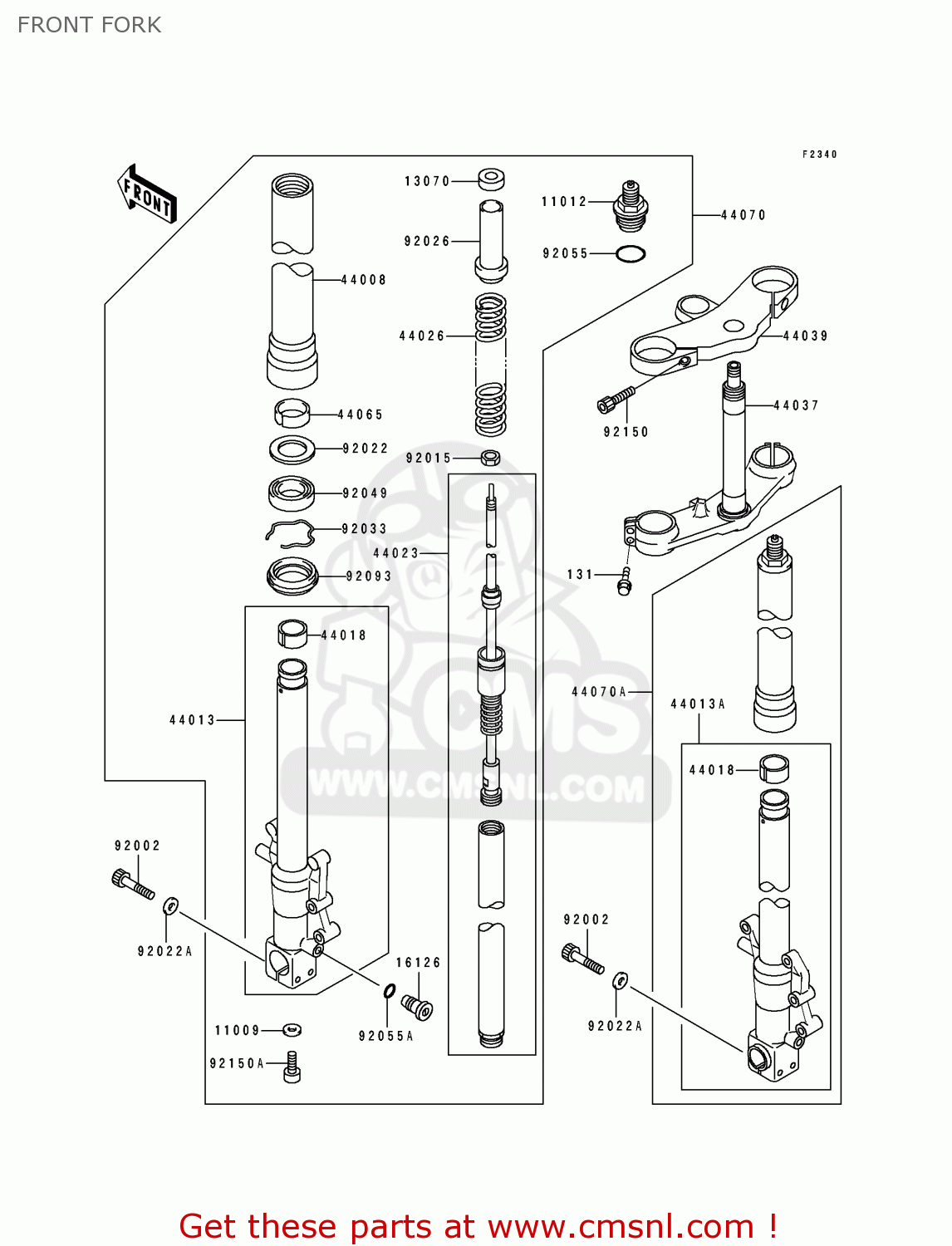FRONT FORK ZX750M1 NINJA ZX7R 1993 USA CALIFORNIA CANADA