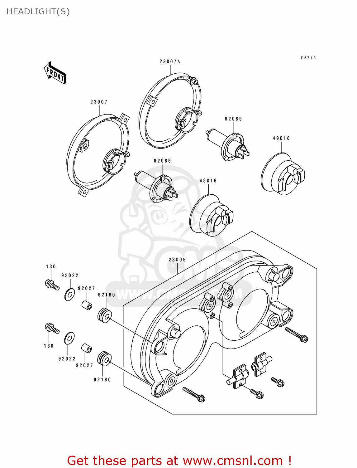 HEADLIGHT(S) ZX750M1 NINJA ZX7R 1993 USA CALIFORNIA CANADA