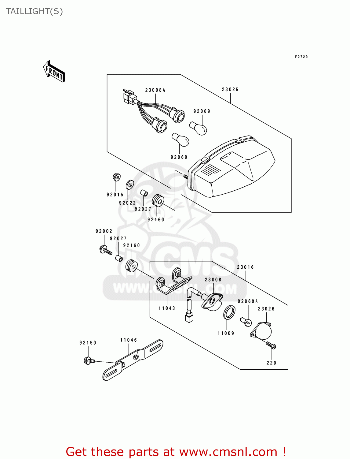 TAILLIGHT(S) ZX750M1 NINJA ZX7R 1993 USA CALIFORNIA CANADA