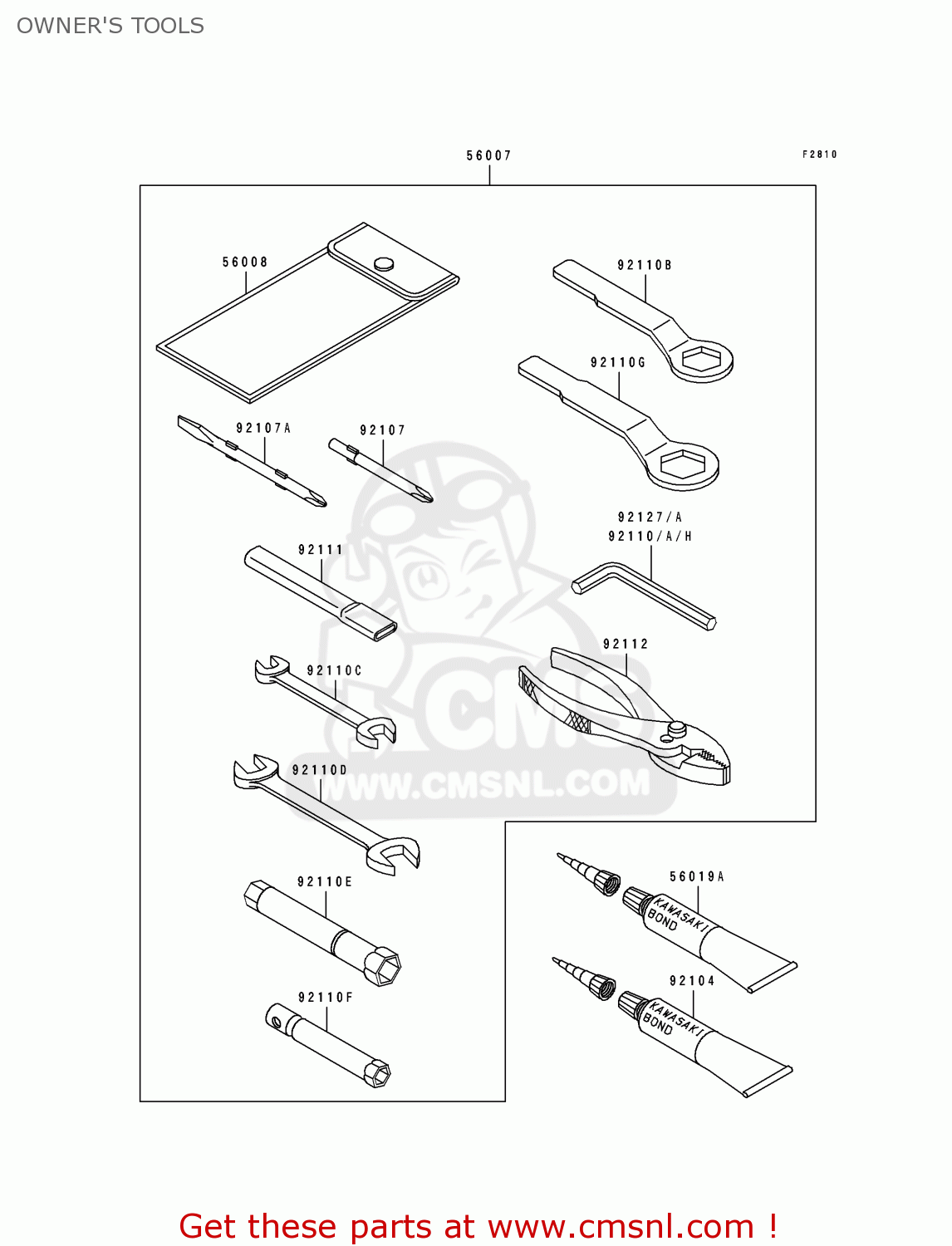 OWNER'S TOOLS ZX750M1 NINJA ZX7R 1993 USA CALIFORNIA CANADA