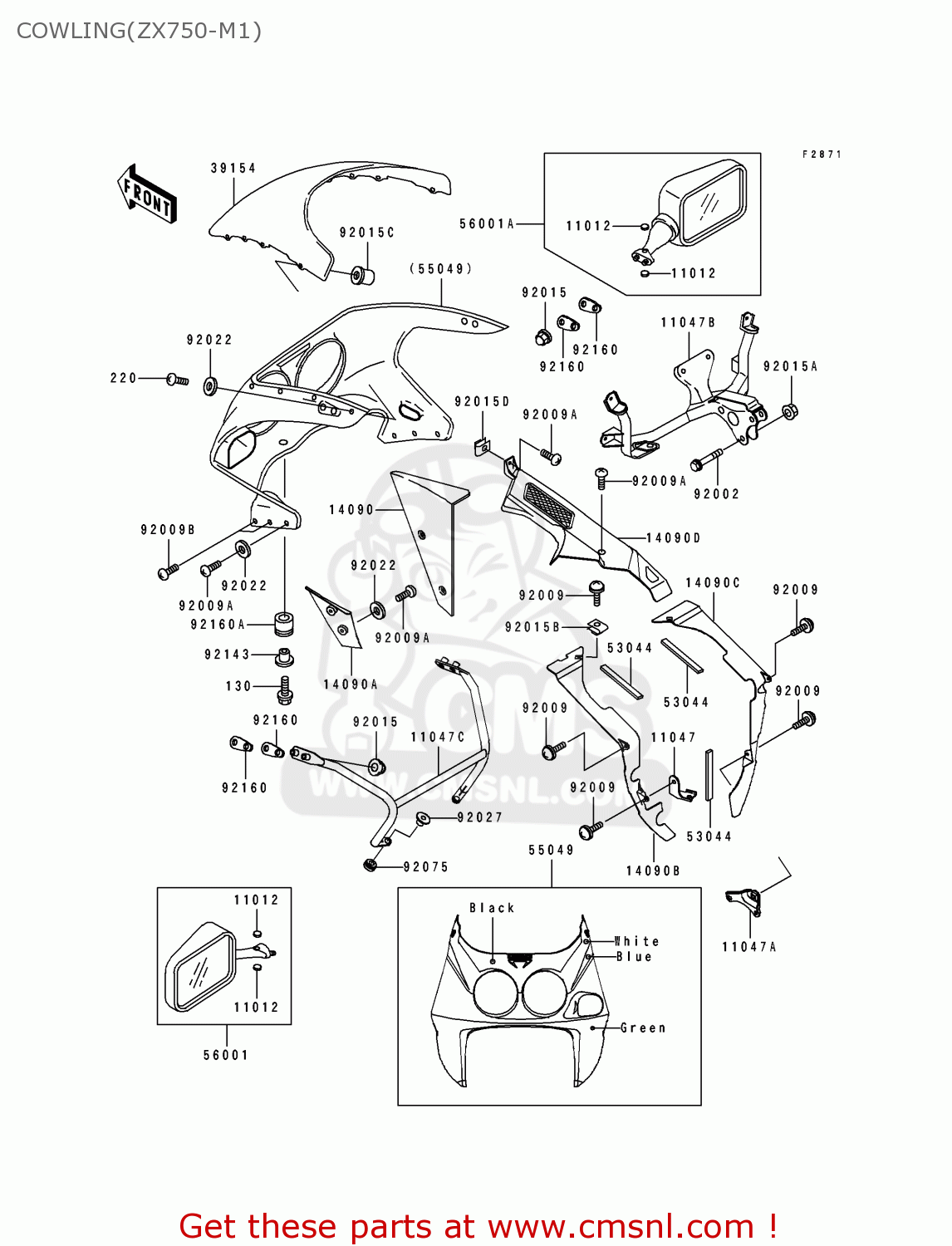COWLING(ZX750-M1) ZX750M1 NINJA ZX7R 1993 USA CALIFORNIA CANADA