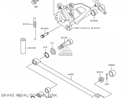 BRAKE PEDAL/TORQUE LINK - ZX750M1 NINJA ZX7R 1993 USA CALIFORNIA CANADA