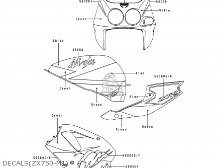 DECALS(ZX750-M1) - ZX750M1 NINJA ZX7R 1993 USA CALIFORNIA CANADA