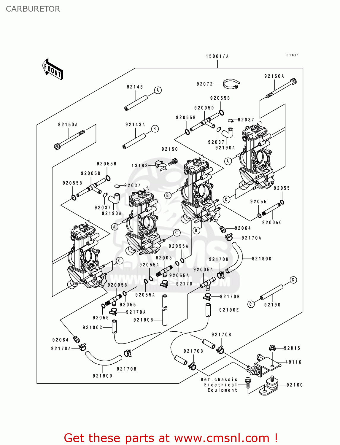 CARBURETOR ZX750M1 ZXR750R 1993 EUROPE UK FR AR FG IT SP