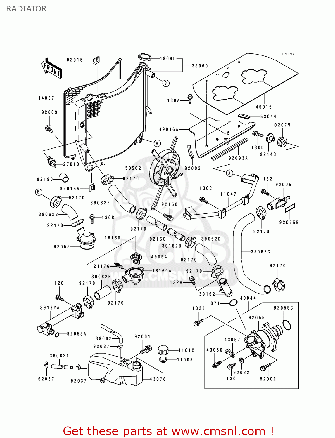 RADIATOR ZX750M1 ZXR750R 1993 EUROPE UK FR AR FG IT SP