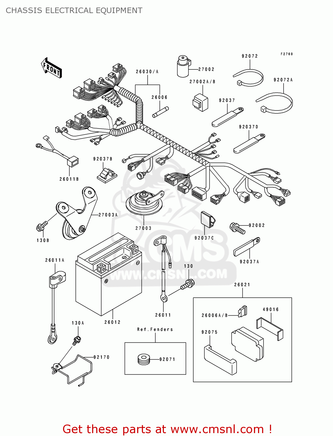 CHASSIS ELECTRICAL EQUIPMENT ZX750M1 ZXR750R 1993 EUROPE UK FR AR FG IT SP