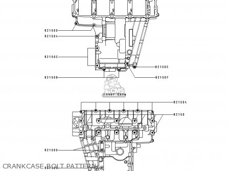 CRANKCASE BOLT PATTERN - ZX750M1 ZXR750R 1993 EUROPE UK FR AR FG IT SP