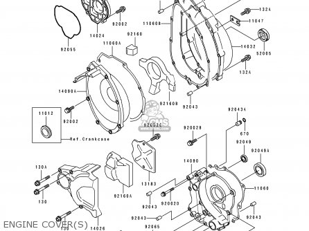 ENGINE COVER(S) - ZX750M1 ZXR750R 1993 EUROPE UK FR AR FG IT SP