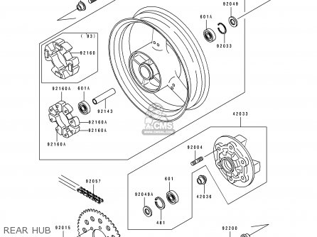 REAR HUB - ZX750M1 ZXR750R 1993 EUROPE UK FR AR FG IT SP