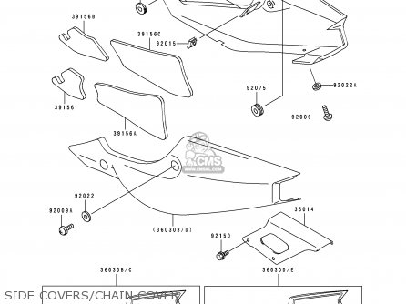 SIDE COVERS/CHAIN COVER - ZX750M1 ZXR750R 1993 EUROPE UK FR AR FG IT SP