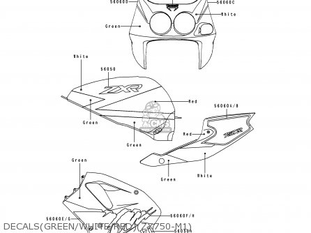 DECALS(GREEN/WHITE/RED)(ZX750-M1) - ZX750M1 ZXR750R 1993 EUROPE UK FR AR FG IT SP