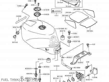 Kawasaki ZX750M2 NINJA ZX7R 1994 USA CALIFORNIA parts lists