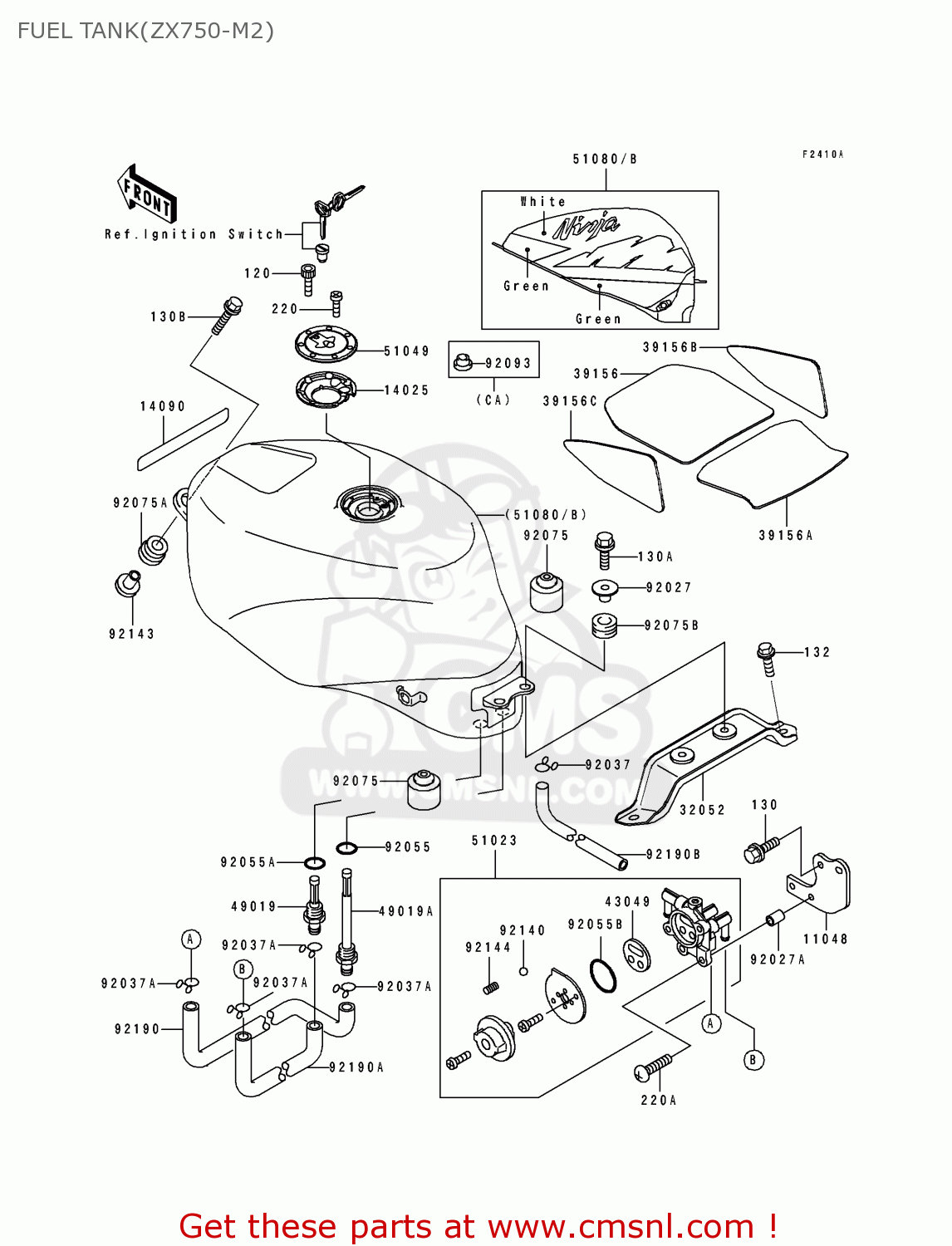 FUEL TANK(ZX750-M2) ZX750M2 NINJA ZX7R 1994 USA CALIFORNIA