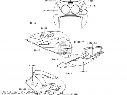 DECALS(ZX750-M2) - ZX750M2 NINJA ZX7R 1994 USA CALIFORNIA
