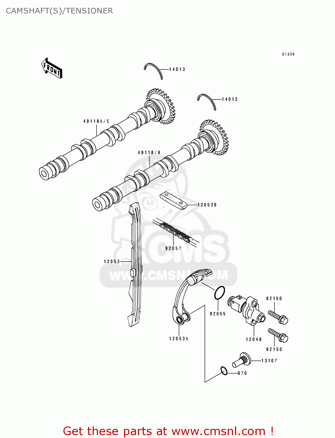 CAMSHAFT(S)/TENSIONER ZX750M2 ZXR750R 1994 EUROPE UK FR AR FG IT