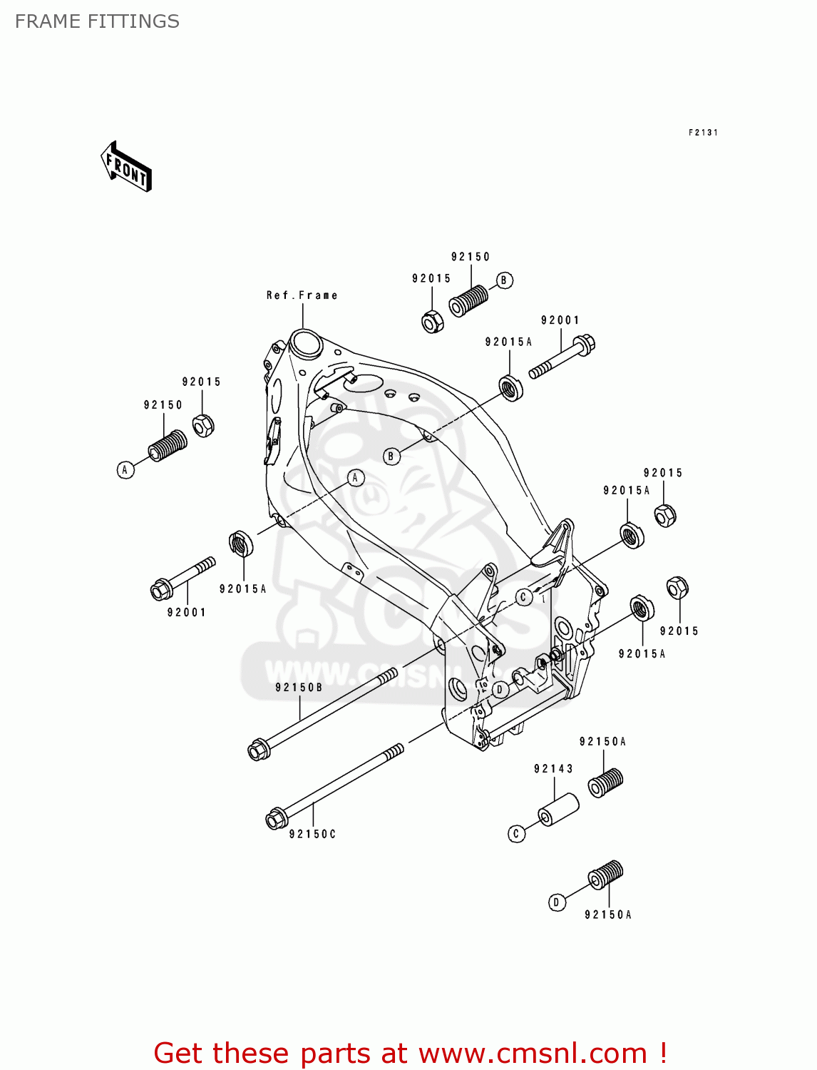 FRAME FITTINGS ZX750M2 ZXR750R 1994 EUROPE UK FR AR FG IT