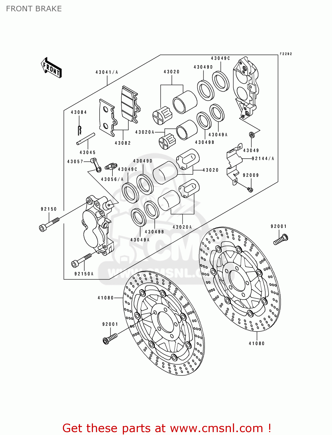 FRONT BRAKE ZX750M2 ZXR750R 1994 EUROPE UK FR AR FG IT